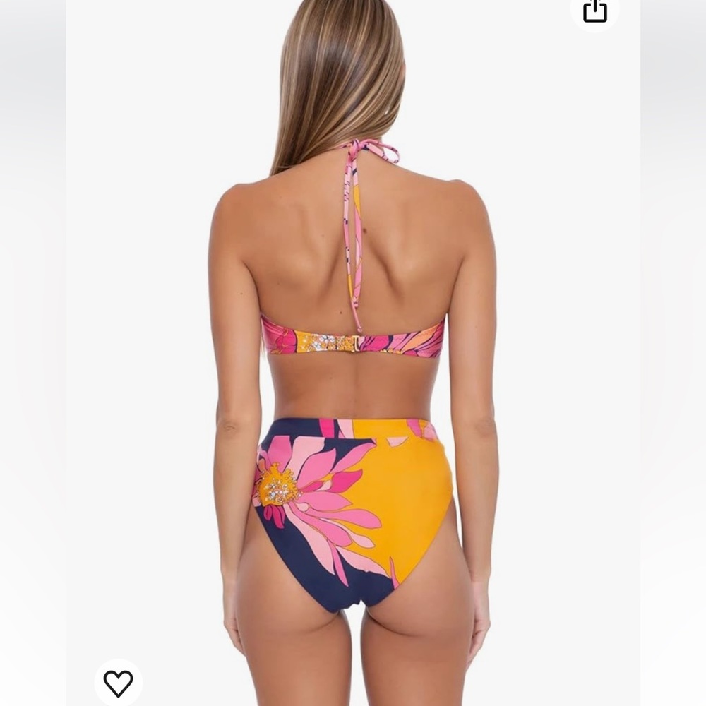 Trina Turk High Waist 2PC Breeze Bandeau Swimsuit Bathing Suit Womens Sz 10 NWT - Picture 4 of 10